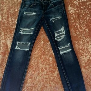 American Eagle Outfitters Distressed Navy Skinny Jeans